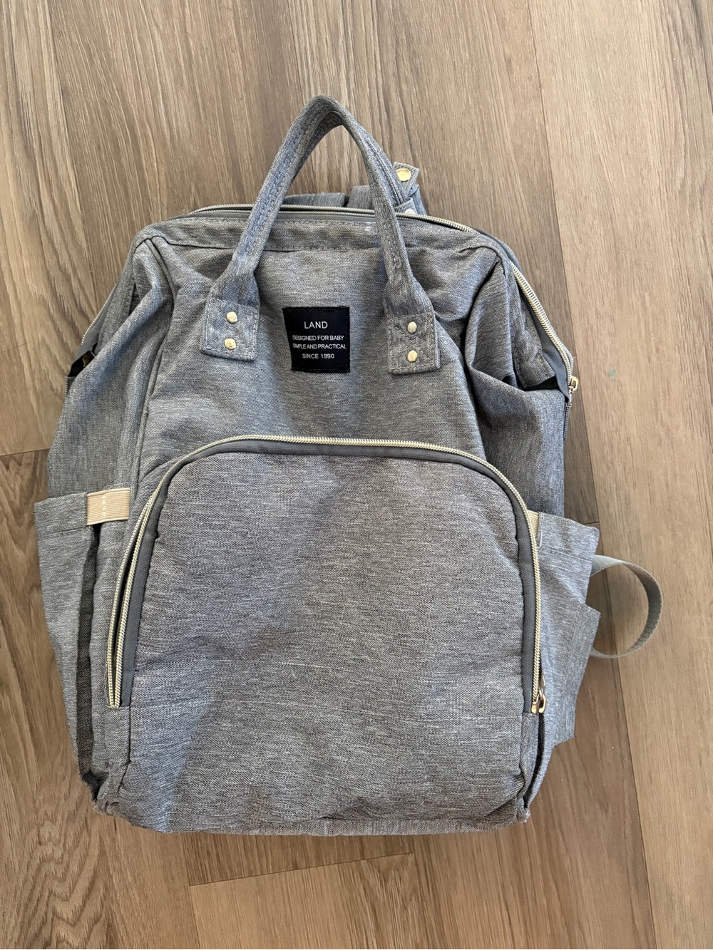LAND Kids Gray Backpack Diaper Bag